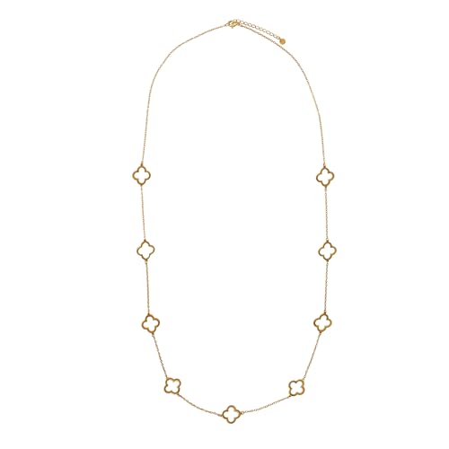 Heideman Halskette Elara Damen - aus hochwertigem Edelstahl - gold silber rosegold farbend - Kette mit Kleeblatt Ornamenten für Frauen - 80cm lang mit Verlängerungskettchen