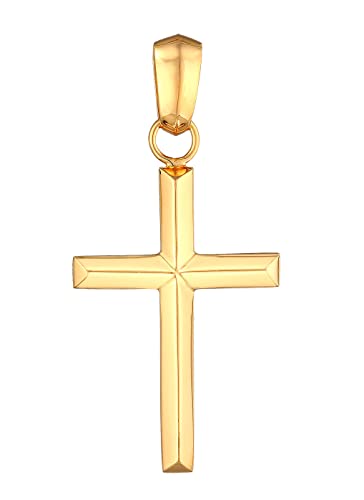 Kuzzoi Kreuz Anhänger Silber für Ketten, Anhänger Kreuz (30 mm) aus 925er Sterling Silber vergoldet für Halsketten, goldenes Schmuck Accessoire für Herren, Jungs und Kinder, 0508450522