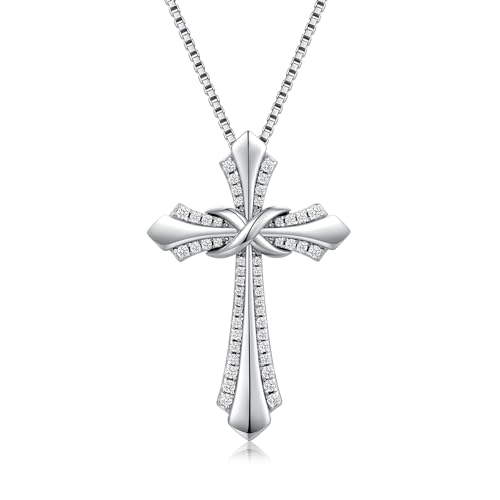 jiamiaoi Kreuzkette Silber 925 Damen Unendlichkeit Kreuz Kette Damen Unendlichkeit Anhänger Kreuz Silberkette Damen Kreuz Halskette Silber 925 mit Anhänger Kette Damen Kreuz Kette Weißgold