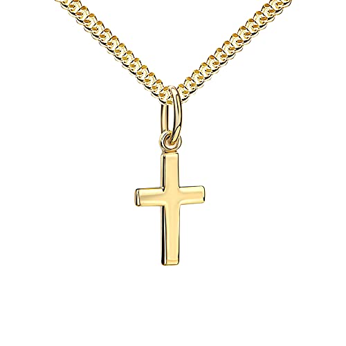 JEVELION Kreuz-Anhänger 585 Gold Gold-Kreuz für Damen, Herren und Kinder Ketten-Anhänger 14 Karat Mit Halskette - Kettenlänge 50 cm.