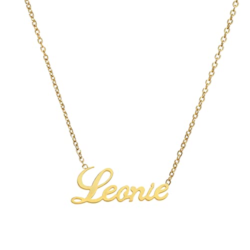 ANDANTE Premium Collection - Namenskette Leonie 14K Gold Edelstahl Halskette Personalisierte Kette mit Namen - längenverstellbar 43 cm - 48 cm