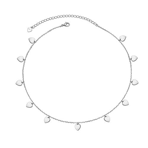 Flyow 925 Sterling Silber Halskette Damen Anhänger Choker Kette Schmuck (herz)