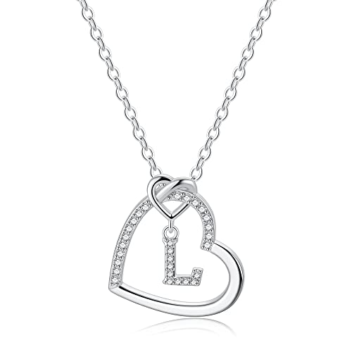 TINGN Geschenke für Mädchen Kette Mädchen - Teenager Mädchen Geschenke für Mädchen 9 10 11 12 Jahre Kette Mädchen Herz Silber Kette mit Buchstaben L Kette Mädchen Damen Weihnachtsgeschenke für Mädchen