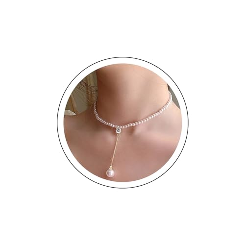 Yienate Y Halskette Perlenkette Choker Kette Große Perle Zirkon Anhänger Perlkette Charm Halskette Schmuck Für Frauen Und Mädchen