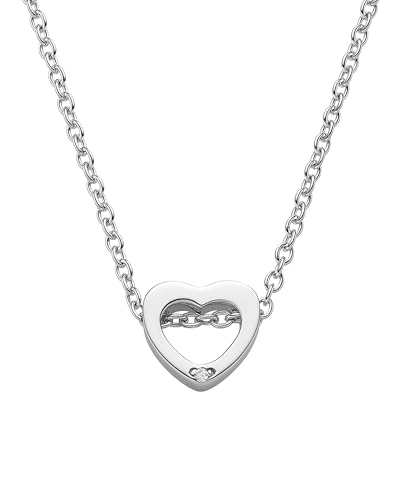 Herzkette Silber 925 I Halskette Damen Kette mit Herz Anhänger und Zirkonia Stein I Echtsilber Herzchenkette für Frauen Schmuck Geschenk für Sie Frau Mama Freundin Ehefrau Mutter Liebesgeschenk