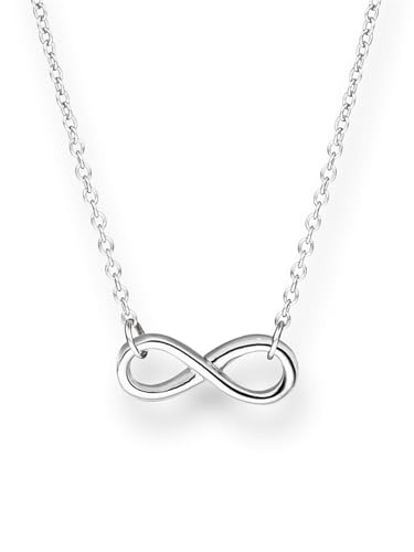 Glanzstücke München Damen-Halskette Infinity Sterling Silber 40 + 5 cm - Silberkette mit Unendlichkeit Zeichen Kette mit Anhänger Unendlichkeitssymbol