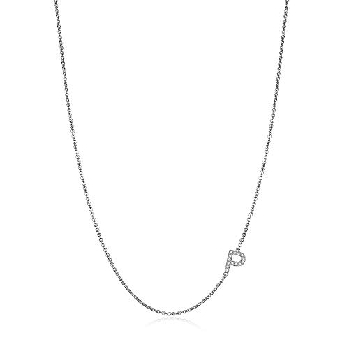 TINGN Silber Kette mit Buchstaben Damen, Kette mit Buchstaben P Initial Halskette für Damen Silber Buchstaben Kette Silber Halskette Geschenke für Frauen Mädchen Buchstaben Halskette Damen Schmuck