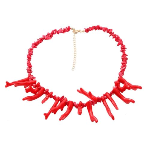 Rtyweth Halskette im Vintage-Stil, rote Koralle, Boho-Stil, Statement-Halskette, indische Halskette, Choker, feiner Urlaubsschmuck, Geschenke, Party