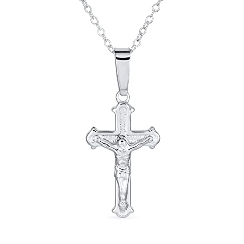 Personalisierte Einfache Christlich Katholische Religiöse Schmuckstücke Traditioneller Leidensweg Jesus Kreuz Anhänger Halskette Für Frauen Und Teenager .925 Sterling Silber 18  Kette Anpassbar