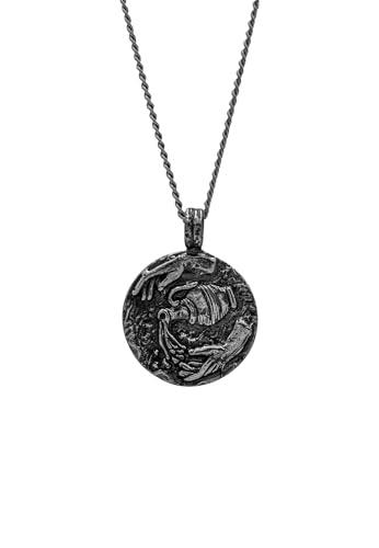 HG HAZE & GLORY Halskette mit Anhänger Herren aus 925 Sterling Silber, Schmuck Männer, Silberkette mit Anhänger oxidiert, Kordelkette, Tierkreiszeichen, Wassermann, 60 cm