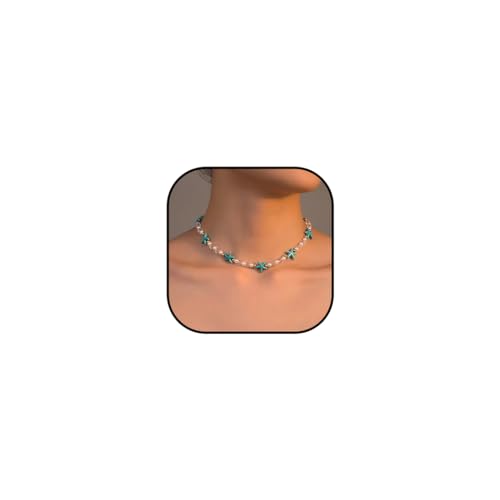 Jovono Boho Seestern Halsketten Perlen Glasperlen Choker Halsketten Strand Sommer Türkis Halskette Ketten für Frauen, Perlglas, Metall