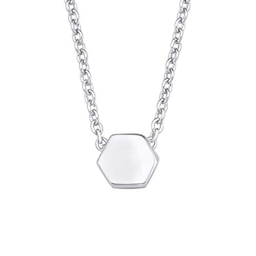 s.Oliver Damen-Kette 45 cm So Pure mit Anhänger Sechseck Hexagon Geometrie 925 Silber rhodiniert