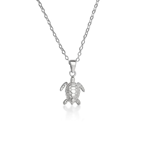 Mary & Jules Kette Schildkröte Turtle 925 Sterling Silber, Silberkette Damen mit Schildkröten Anhänger, Kette Damen Silber aus aus recyceltem Silber, für Frauen und Mädchen