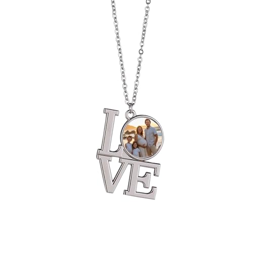 Igemy Personalisierte Kette mit Bild Halskette mit Bild Kette mit Foto Personalisierte Kette Kettenanhänger mit Foto Geschenke für Frauen Foto Kette Personalisierte Geschenke Beste Freundin Geschenke