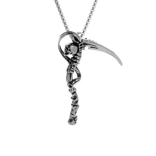 Herren Halsketten, Choker Gothic Halskette Retro Kette Halskette Death Scythe Skull Anhänger Halskette Männer Frauen Punk Rock Personalisierter Halloween Party Schmuck Beste Freundin Geschenk Freu