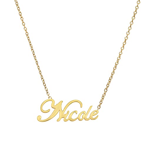 ANDANTE Premium Collection - Namenskette Nicole 14K Gold Edelstahl Halskette Personalisierte Kette mit Namen - längenverstellbar 43 cm - 48 cm