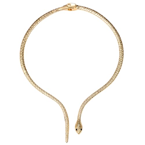 JewelryWe Schlange Choker Damen Halskette: Gold Vintage Schlangen Kette Tier Lätzchen Halsband Punk Aussage Kragen Halskette Ägyptische Schmuck für Frau Mädchen