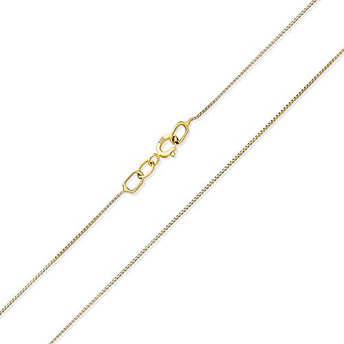 Bling Jewelry Unisex Ultra Thin 018 Gauge 0.5MM Thin Real 14K Gelb Weiß Roségold Box Kette Halskette für Frauen Made In Italy 24 Zoll