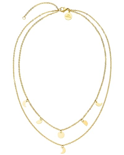 Purelei® Luna Kette Damen (Gold) – Halskette Damen aus langlebigem Edelstahl – Wasserfeste Kette mit Anhänger – 40-45 cm Länge verstellbar – Halskette für deinen individuellen Look