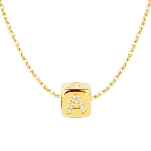 Geschenk zum Schulabschluss, Namenskette, Diamantene Namenskette, Personalisierte Silberkette, 18 K Roségold vergoldete Kette mit Namen, Geschenk (A)