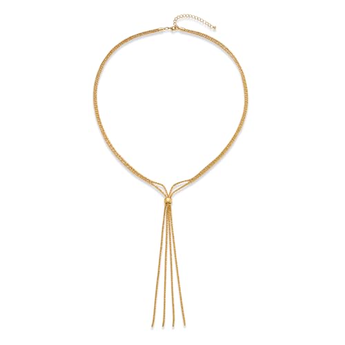 LILIE&WHITE Lange Damen Kette - Elegante Goldkette mit Fransen Anhänger, Statement Halskette im Boho-Stil für besondere Anlässe & Alltag