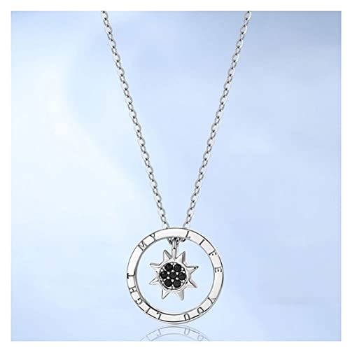 ZHANGZONG Matching Necklace Paare Anhänger Halskette fossil Kette Damen Halskette Damen Paar Halskette Sterling Silber mit Exquisite Geschenkbox/Sun Moon Love(Color:B,Size:)