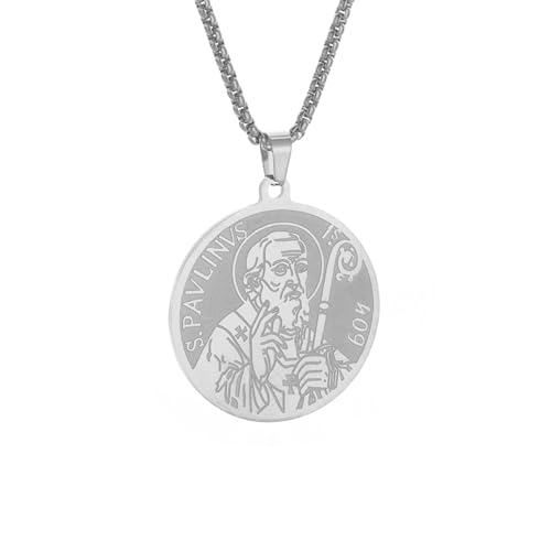 IOETSEUT Choker Halskette Gothic Halskette Kette Runde Statue Anhänger Priester St. Benedikt Der Exorzist Halskette Für Männer Katholisch Glück Amulett Schmuck Beste Freundin Geschenke Freundschaft