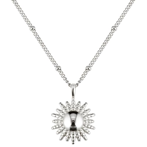 BONNYBIRD® Kette Sonne Silber - Sonne Anhänger Silber Damen Halskette Sonne Kette Damen Silber Edelstahlkette Damen Anhänger Sonne Silberkette Damen Sun