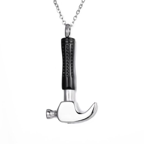 IOETSEUT Halsband Halskette Gothic Halskette Kette Unisex Einäscherung für Asche Hammer Anhänger Medaillon Andenken Urne Gedenkschmuck Tropfen Hüfte Beste Freundin Geschenke Freundschaft