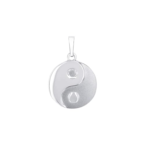 Amor Motivanhänger 925 Sterling Silber Unisex Damen Herren Anhänger, 2,4 cm, Silber, Yin&Yang, Kommt in Schmuck Geschenk Box, 2023060