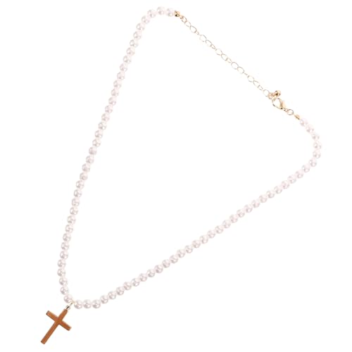 GLSTOY Perlenkette Gold Choker Halskette Für Damen Statement Halskette Kreuz Halskette Für Damen Gold Perlen Halskette Für Damen Kreuz Kreuz Halskette Für Damen