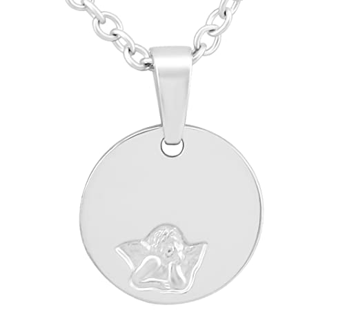 Hanessa 925 Sterling Silber Kette mit Gravur 42 + 3 cm mit Anhänger Schutzengel Engel in silber - Personalisierte Halskette Damen Silberkette Schmuck - Geschenke personalisiert