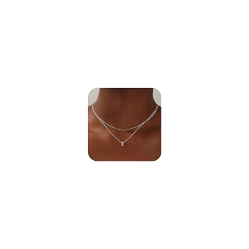 TINGN Silber Kette mit Buchstaben, Silber Buchstaben L Kette Damen Geschichtete Initialen Halskette Frauen Buchstabenkette Doppelkette Silber Schmuck Geschenke Buchstaben Ketten für Frauen Mädchen