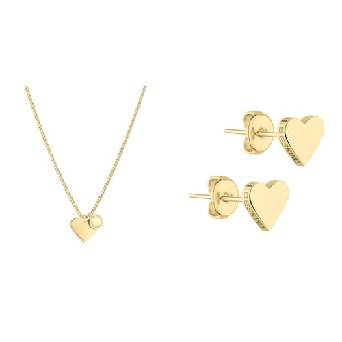 Liebeskind TIME & JEWEL Kette aus Edelstahl in Gold LJ-0504-N-45 & Ohrringe aus Edelstahl in Gold LJ-0501-E-08