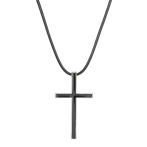 XINGLIDA Modeschmuck, Halskette mit Vintage-Kreuz-Anhänger, Retro-Lederkette, Halskette mit verstellbarer Länge, perfektes Geschenk für Retro-