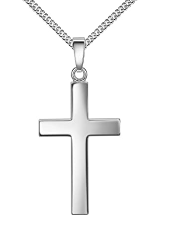 JEVELION Kreuz-Kette 925 Silber Silberkreuz mit Halskette Kreuz aus Sterlingsilber Kettenlänge: 60 cm