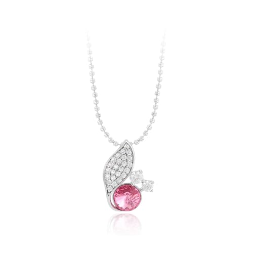 XUPING Silber Kette Damen Anhänger Halskette Süße Rosa Kristall kette Halskette mit silbernen Anhängern für Frauen Mädchen Geburtstag Party Schmuck Geschenk