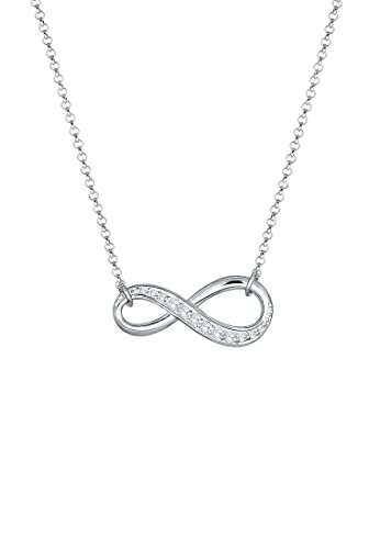 Elli Halskette Damen mit Anhänger Infinity und Zirkonia in 925 Sterling Silber 45 cm lang