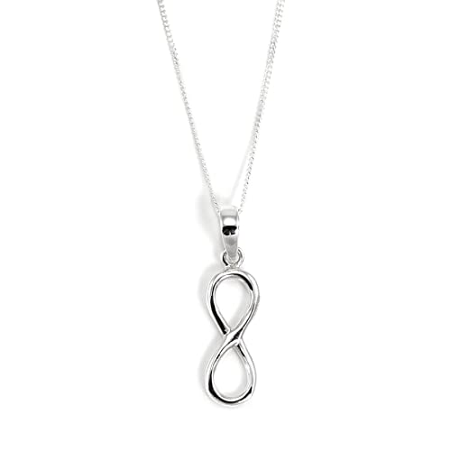 Sterling-Silber Unendlichkeit Infinity Symbol Schmuckanhänger mit Kette | Kettenlänge: 40,6cm (16 Inch) + 5cm (2 Inch) Verlängerungskettchen