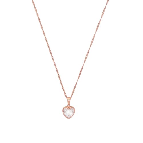 Amor Kette mit Anhänger 925 Sterling Silber Damen Halsschmuck, mit Zirkonia synth., 42 cm, Roséfarben, Herz, Kommt in Schmuck Geschenk Box, 2016012