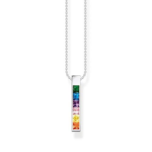 Thomas Sabo Damen Kette mit bunten Steinen Silber, aus 925er Sterlingsilber, Steinbesatz in Regenbogen-Farben, Länge 45cm, KE2113-166-7-L45V