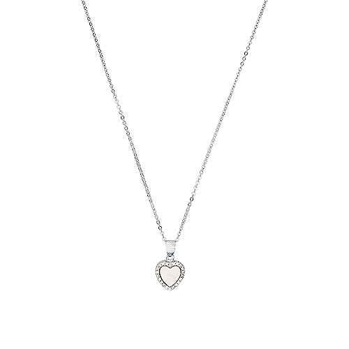 Amor Kette mit Anhänger 925 Sterling Silber Damen Halsschmuck, mit Zirkonia synth., 42 cm, Silber, Herz, Kommt in Schmuck Geschenk Box, 2026057