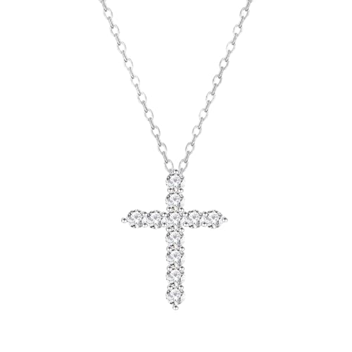 AstraGlam 925 Silber Kreuz Kette Damen - Elegante Silberkette mit Diamanten, Halskette Damen Silber 925, Kette Damen Schmuck, Kreuzkette Silber, Kette Silber 925, Ketten Damen