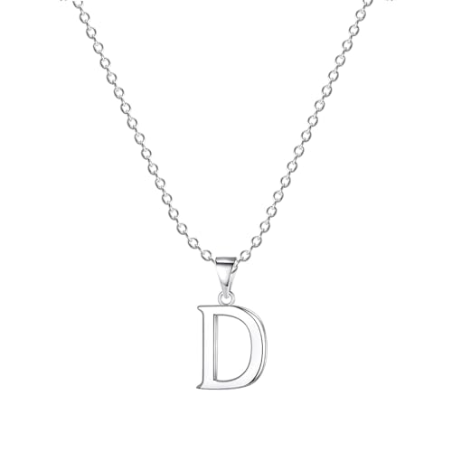 Damen Halskette mit Buchstaben Anhänger D Silber Initialien Kette Edelstahl Buchstabenketten Personalisiere Silber Y Kette für Frauen Mädche