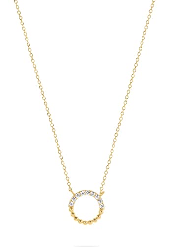 ESPRIT Damen-Kette 925er Silber 9 Zirkonia One Size Gelbgold 32022940