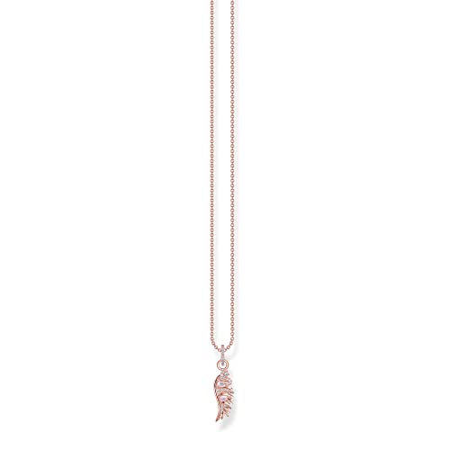 Thomas Sabo Damen Kette Phönix-Flügel mit rosa Steinen roségold, aus 925er Sterlingsilber mit 750er Roségold-Vergoldung, Länge 45cm, KE2168-323-9-L45V