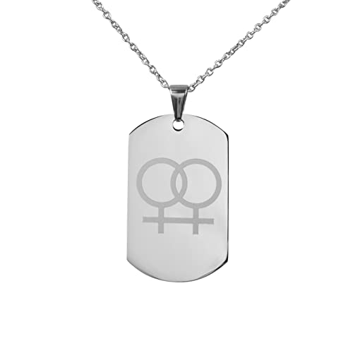 Hanessa Personalisierte Kette mit Gravur Edelstahl 45-60 cm mit Anhänger Dog Tag mit Symbol weiblich in silber - Personalisierte Halskette für Frauen - Personalisierter Schmuck Damen