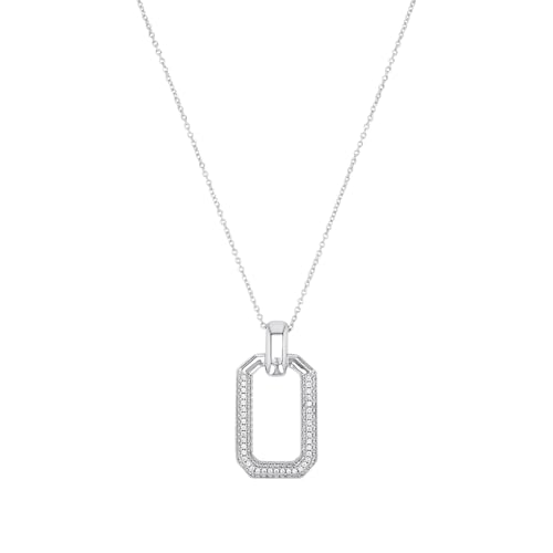 JOOP! Kette mit Anhänger 925 Sterling Silber Damen Halsschmuck, mit Zirkonia synth., 42+3 cm, Weiß, Kommt in Schmuck Geschenk Box, 2038935