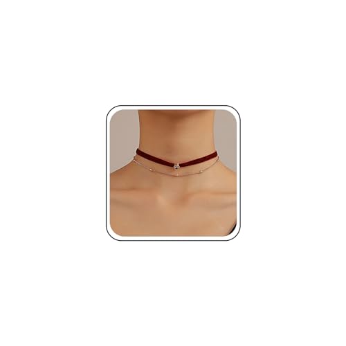 TseenYi Samt Choker Halskette Kurz Boho Satinband Halskette Gold Perlen Kette Geschichtet Halskette Kette Schmuck Für Frauen Und Mädchen Geschenke