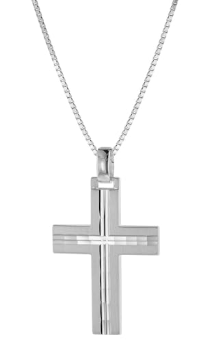 trendor Kreuz mit Halskette für Männer 925 Silber 60 cm Kette Herren, Kreuz-Anhänger, modische Geschenkidee, wunderschöner Herrenschmuck 08803